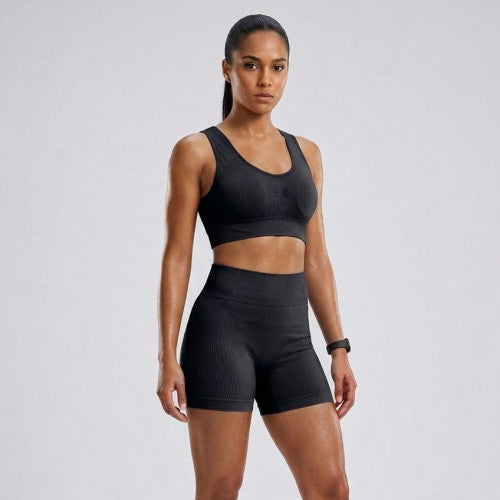 SET DEPORTIVO CORTO TOP/SHORT AM-414 NEGRO