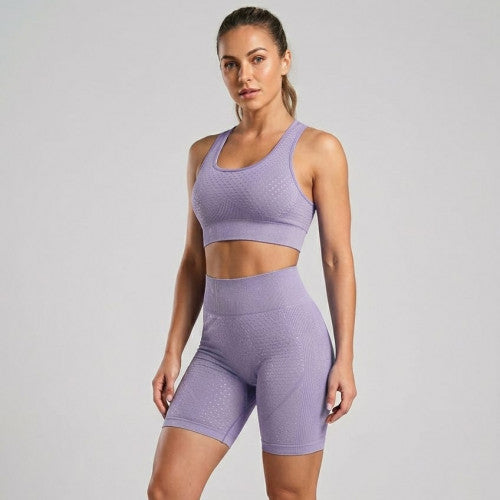 SET DEPORTIVO CORTO TOP/SHORT AM-414 MORADO CLARO