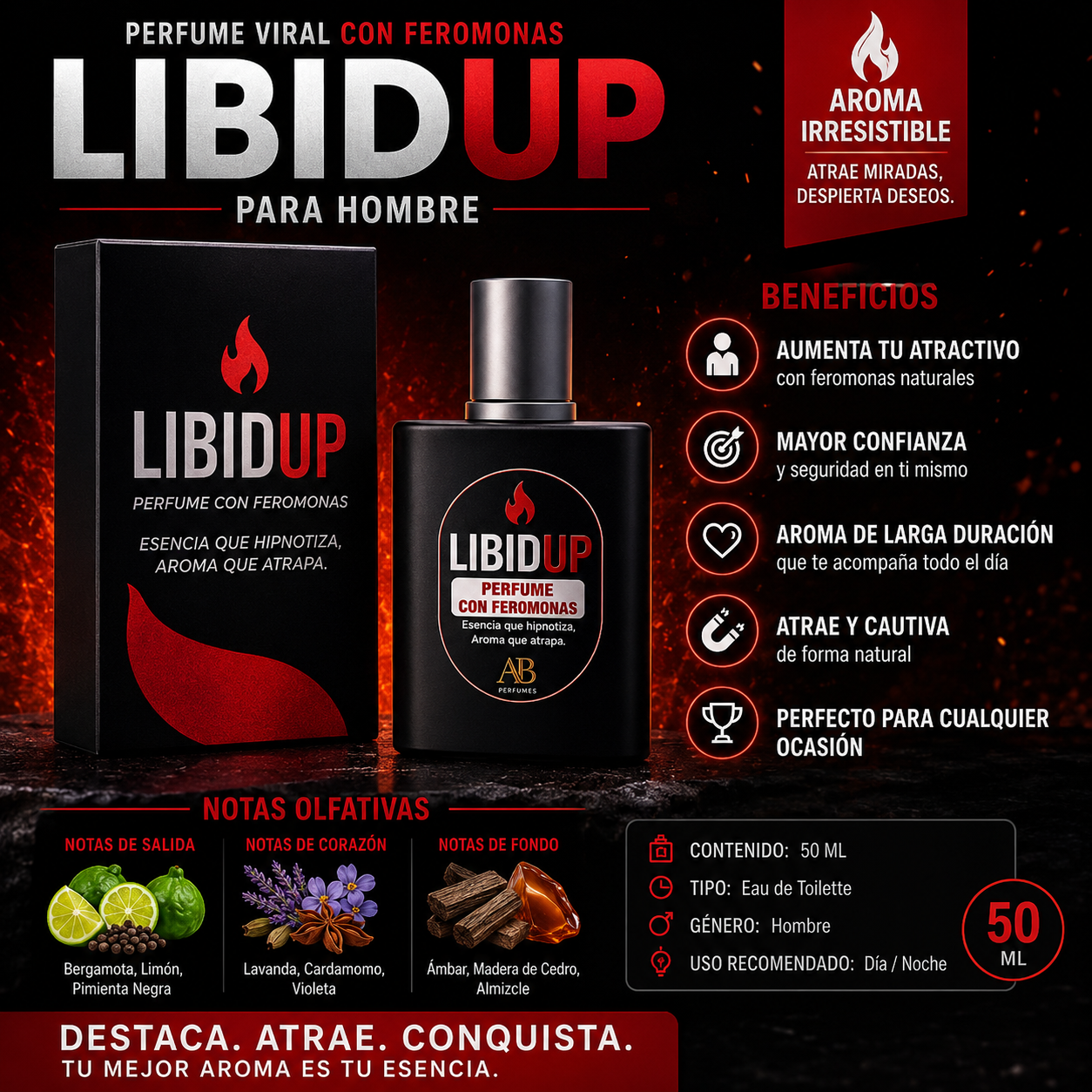 PERFUME VIRAL CON FEROMONAS LIBIDUP PARA HOMBRE